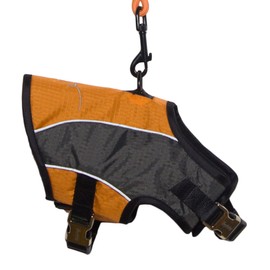 TOUCHDOG 'Reflective-Max' 2-in-1 Premium Performance Adjustable Pet Dog Harness and Leash Combination, Large, Orange, Charcoal Grey
