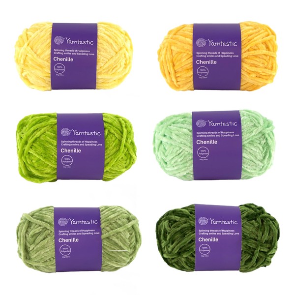 Yarntastic Chenille Velvet Knitting Yarn or Crochet Yarn, 50g/80m, Aran