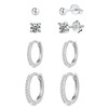 4 Pairs of Stud Earrings Silver Earrings Set for Women,