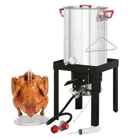 Creole Feast Aluminum 30 Qt. Turkey Fryer Pot Set, 50,000 BTU Propane Turkey Fryer Burner for Outdoor Cooking, Outdoor Turkey Deep Fryer, TFS3000L