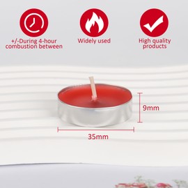 Trendecor Tea Lights Scented Candles, Pack of 50 Tea Lights Red in Aluminium Case, Round Romantic Red Candles for Decorating, Proposal, Wedding, Engagement, Table Decoration, Celebrations, Relaxing,