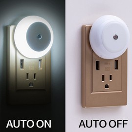 Night Lights, Round Nursery Night Light with Light Sensor, Auto Dusk to Dawn Sensor, Soft Brightness White Light, Nightlight Ideal for Kids Room, Bedroom, Bathroom, Hallway (1 PCS, White Light)