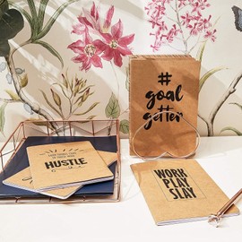 8 Pack Inspirational Notebook A5, 5x8 Kraft Paper Lined Journals, Bulk Set, Art Journals, Teacher Notebook for School Classroom, Home, Office - Motivational Theme