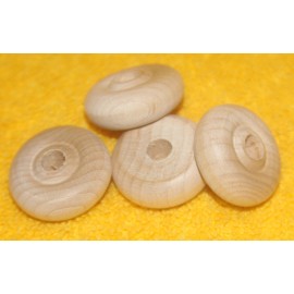 Unknown Lot of 4 - 1/4" Thick Classic Mini Wood Wheels 1" Diameter, 1/4" Hole FREE SHIP