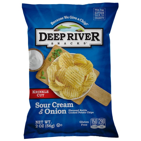 Deep River Snacks Krinkle Cut Chips, Sour Cream & Onion, 2 Ounce (Pack of 24)