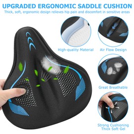 CDYWD Bike Seat Cushion, Gel Padded Bike Seat Cover for Men Women Comfort, Extra Soft Padding Bicycle Seat Cushion for Peloton Bike, Stationary Exercise Bike, Road Bike, Mountain Bike, Cruiser, Ebike