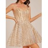 Ever-Pretty Women's Sequin V Neck Sleeveless A Line Adjustable Spaghetti