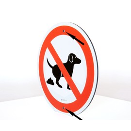 AllesKlaro® – Prohibition Sign – No Dog Toilet – 24 cm Round – 4 mm Aluminium Composite Plate – Includes 2 Vertical Drill Holes – Quick and Easy Assembly