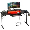 Bestier 63 Inch Gaming Desk with Power Outlets & LED