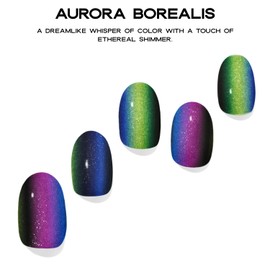 Adora Couture Semi Cured Gel Nail Strips with 30 Pieces - Salon Quality Manicure Kit for Women Easy Application Wraps Includes Prep Pads Nail File Wooden Stick, UV Light Required (M Aurora)