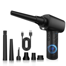 Compressed Air Duster, 50000RPM 3 Gear Electric Blower with LED Light, Powerful Alternative to Can, Keyboard Cleaner 6000mAh Rechargeable Cordless Portable for Car Computer