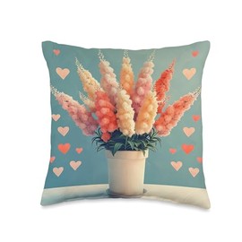 Astilbe Plant In Pot Cottagecore Boho Hearts Graphic Throw Pillow