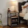 VECELO Dust Grey End Table with USB Ports and Outlets,24