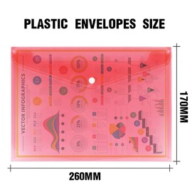 ASYKNM Pack of 6 Clear Document Folders with Press Stud Fasteners for Filing, Assorted, Multicoloured, A5