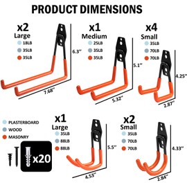 vivicreate 10 Pack Heavy Duty Garage Hooks Wall Mounted Steel Utility Storage Hooks for Tools Ladders Bikes Cables Equipment Organizer for Garage Taller Sótano Ganchos de Almacenamiento