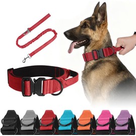 Collar Táctico para Perros - Seguridad y Comodidad en Tus Paseos,Collar de Perro Resistente y Ligero (Rojo, M)