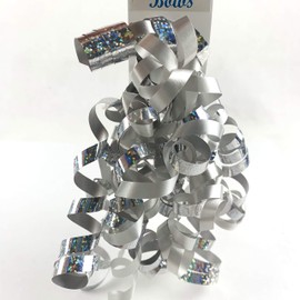 Worlds Silver Curly Bows Gift Wrap Bows 5" Inch(6 Pack)