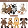 Elcoho 8 Pieces Safari Stuffed Animals Plush Jungle Animal Toys
