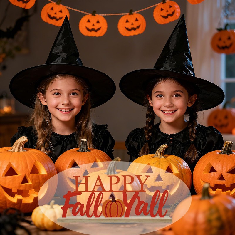 Metal Happy Fall Y'all Sign for Indoor Home Office Shelf