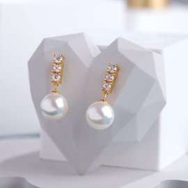 Pearl Earrings Silver Pearl Earrings Pearl Drop Earrings Pearl Earrings for Women Sterling Silver Dangle Pearl Earrings Gold White Faux Pearl Earrings Gold Pearl Lever Back Earrings CZ Pearl Earrings