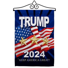 Trump Pence 2020 Garden Flag Set Wall Hanger Patriotic Vote President Democrat Republican Tea Party United State American Election House Banner Small Yard Gift Double-Sided, 13"x 18.5", Thick Fabric