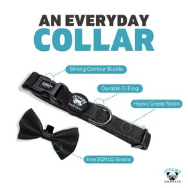 Joyride Harness Dog Collar with Removable Bowtie - Adjustable and Breathable for All Dog Breeds, Strong D-Ring and Heavy Duty Buckle, for Pet Lovers
