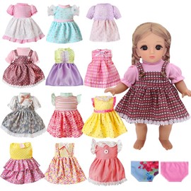 14-Piece Doll Clothes Set for 13-15 Inch Dolls - 12 Dresses + 2 Undergarments | Pretend Play Learning Clothes Ages 3-8, Girl Gift with Breathable Cotton