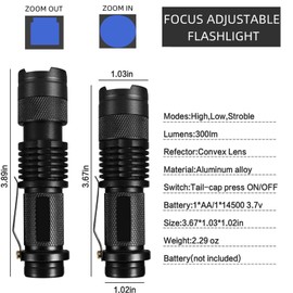 LIAISIMI LED Flashlight Multifunctional Work Light Portable Mini Lamp 3 Modes Foldable Flashlight Ideal for Camping, Hiking, Night Vision, Night Fishing, Astronomy and Emergencies (5, Blue)