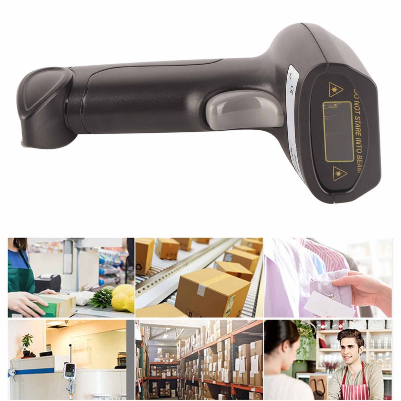 Wireless Barcode Scanner 2.4GHz OLED Display Voice Prompt 20000 Data