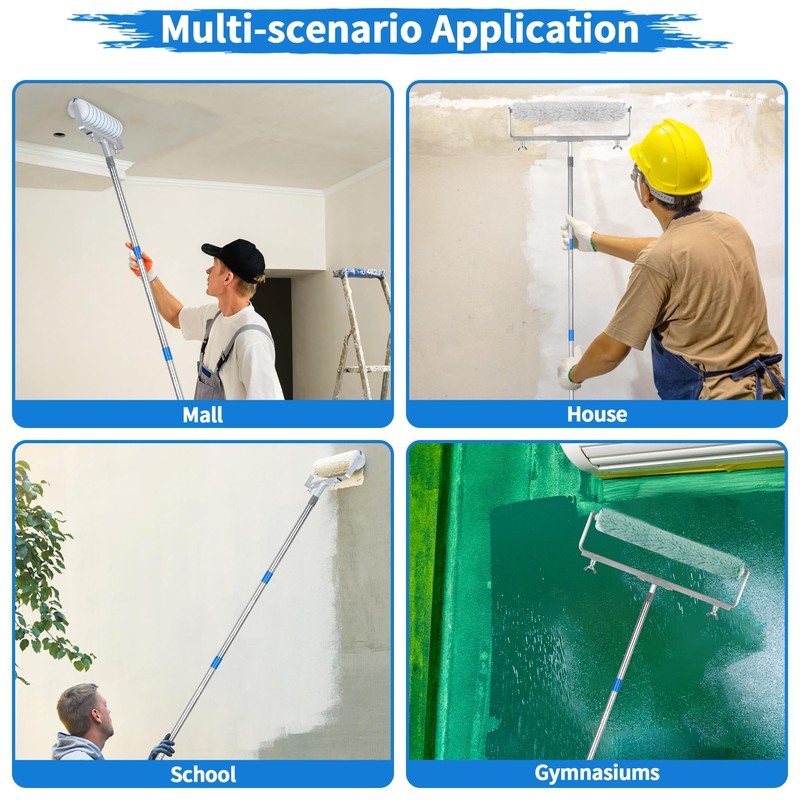 Gtouse 12 Pcs Large Paint Roller Kit,12-18" Adjustable Roller Frame