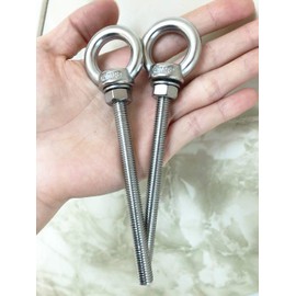 AIVOOF Shoulder Eye Bolt, 2 Pack M8 Stainless Steel Eye Bolts 4" Heavy Duty EyeBolts Screws in Eye Hooks with Washer and Nuts for Lifting and securing Cables Wires, Long Shank Thread Length 50mm
