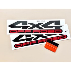 Black & Red 4x4 Offroad Four Wheel Drive Decal Stickers Auto Decoration, Replacement for Truck Bed, Off Road Vehicle, SUV, Durable & Weatherproof, Size 14 x 3 inch (Set of 2)