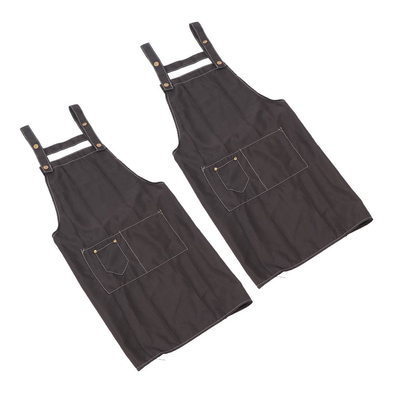 2 Pcs Black Cotton Apron Kitchen Breathable Oil Resistant Apron
