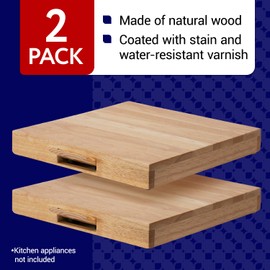 IMPRESA Wood Appliance Slider Tray - Pull-Out Coffee Maker Slider - Space-Saving Sliding Tray for Coffee Bar Accessories - Kitchen Countertop Appliance Pullout for Easy Access - Pack of 2, Rectangular