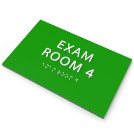 ADA CENTRAL SIGNS 6" X4" Exam Room 4 Sign- Tactile Graphics Grade 2 Braille Text | Modern Utility Wall Mount ADA Compliant Plastic Signs For Schools, Offices, Businesses, Apartments & Restaurants
