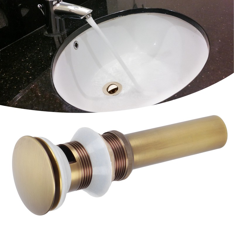 Brass Popup Drain Stopper Bathroom Basin Sink Draining Without Overflow