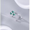 Reffeer Solid 925 Sterling Silver Green CZ Flower Stud Earrings