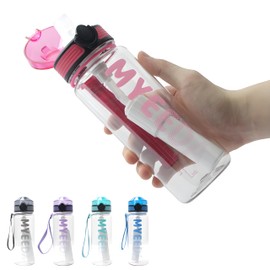 MYEEDA Water Purification Pot, Water Bottle, 1 Liter, Tritan Water Bottle, Stylish, Portable Water Purifier, 33.8 fl oz (1,000 ml), Filter-In Bottle, Tap Water Filter (Filter Level: Can Purify River