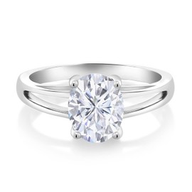 Gem Stone King 925 Sterling Silver 9X7MM Oval Gemstone Birthstone Solitaire Engagement Ring | Wedding Engagement Anniversary Promise Ring For Women | Available In Size 5, 6, 7, 8, 9