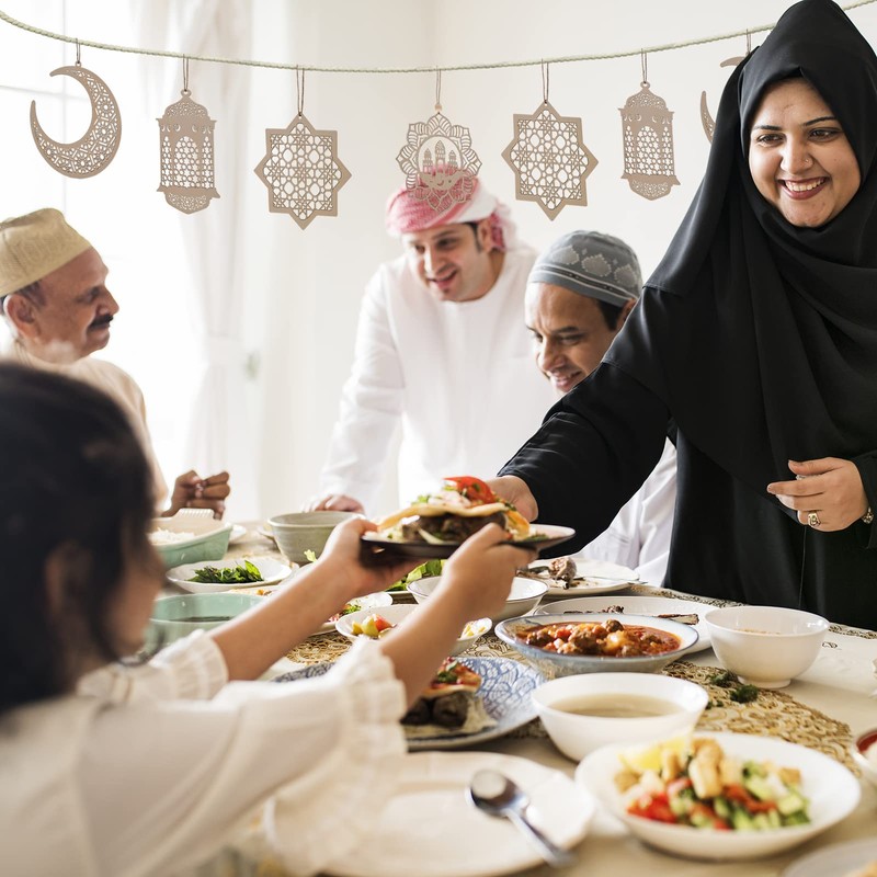 Ramadan Decorations, Wooden Pendant Eid Ramadan Decorations for Home, Ramadan