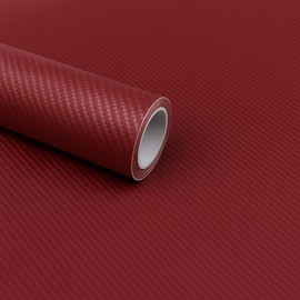 RockRose 3D Matte Burgundy Red Carbon Fiber Vinyl Wrap – Self-Adhesive, Anti-Wrinkle & Air Release | DIY Automotive Film for Cars, Bikes, and More (5FT x 8FT)