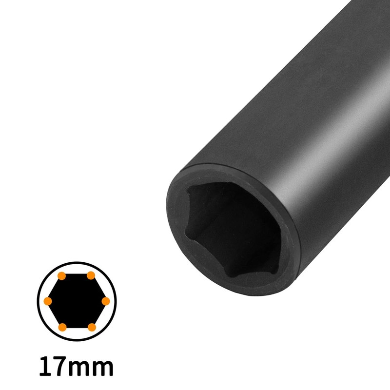 Hlipaty Impact Socket 17mm, 1/2" Square Drive 6 Point Cr-Mo
