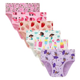 Family Feeling Kids Panties Little Girls Assorted Underwear African American Mermaid Ballet Girls Undies (Pack of 6) Size 5