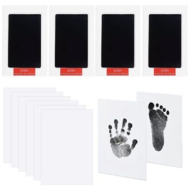 YPYMOD Baby Handprint and Footprint Kit, 4 Inkless Ink Pads, 8 Imprint Cards,Family Keepsake Gifts for New Parents, Baby Shower Gifts 0-6 Months