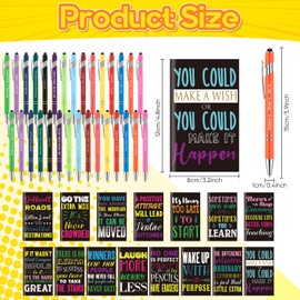 60 Pcs Inspirational Ballpoint Pens Black Ink Quotes Pen Motivational Journal Notebook Inspirational Notepads Pocket Mini Notebooks Gift Pens Encouraging Pretty Pens for Women Desk Supplies, 15 Styles