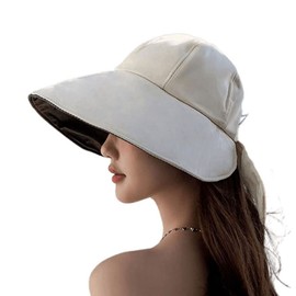 Thawr Cap, Hat, Women's, Sun Protection, UV Protection, Back Ribbon Cap, Bowknot Cap, Deep Cap, UV Protection, Large Brim, Size Adjustable, Breathable, Small Facial Effect, Large Size, Outdoor,