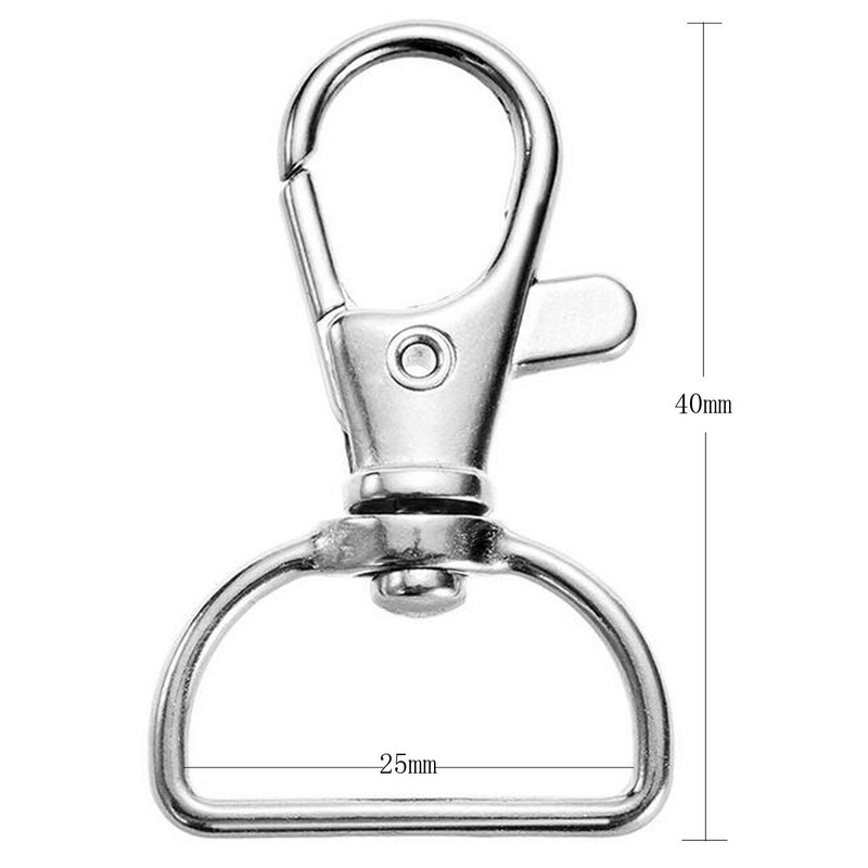 50Pcs 1 inch Inside Diameter Keychain Hooks D-Ring Lobster Clasp