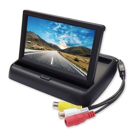 MIFO Car 5 Inch Monitor, Foldable 5 Inch On-Dash Monitor, Back Camera Linkable, Flip-up Monitor, Wide Screen, 2 Video Inputs, Compatible with 12V/24V Vehicles, Folding Monitor