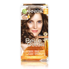 Garnier Belle Color Permanent Hair Dye, 60 Light Brown, 100% Grey Coverage, Enriched with Argan Oil and Wheat Germ Oils - 1 Application, Packaging may vary