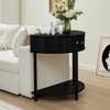 XUZENEST Fluted Half Moon Console Table, Modern Small Entry Table